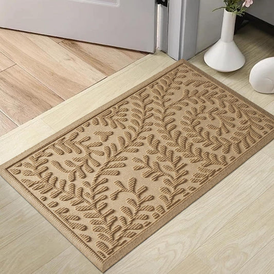 Front Door Mat, Absorbent Dirt Trapping Welcome Door Mat Indoor Outdoor, Non Slip Entry Mat, Indoor Outdoor Door Mats, Fade Resistant, Low Profile Doormat for Entryway, 29×17, Beige