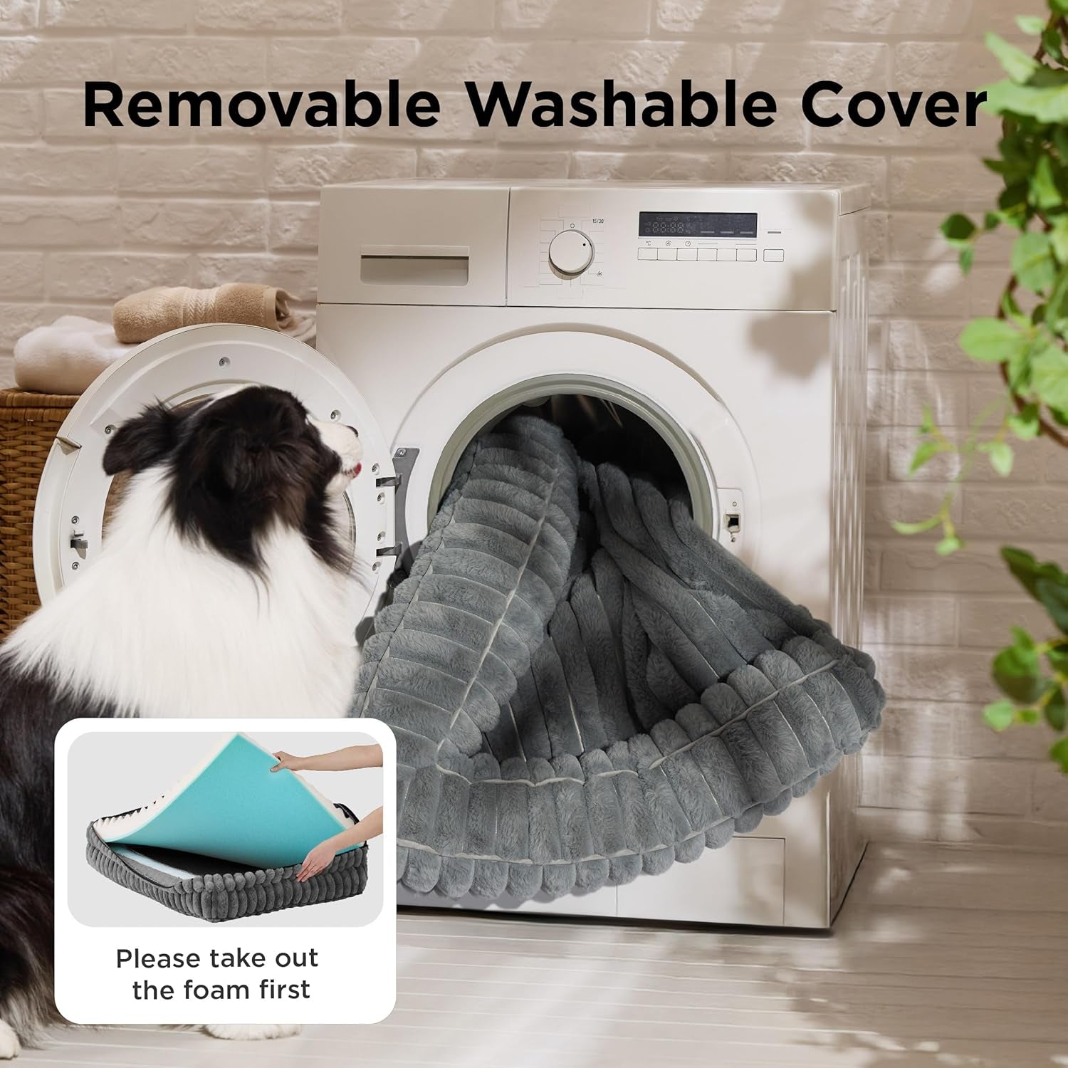 Bedsure Comfyfleece™ Orthopedic Dog Beds Large Sized Dog, Waterproof Memory Foam Pet Couch Sofa with Sides, Non-Slip Bottom and Egg-Crate Foam Large Pet Bed with Washable Corduroy Cover, Grey