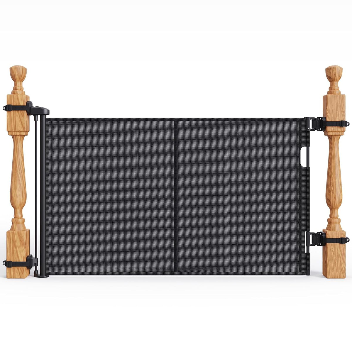 Upgraded Retractable Baby Gates for Stairs & Banister, Mesh Dog Gate Indoor, Extends to 55" Wide 33" Tall, Child Safety Gate for Stairway, Banister & Wall Mount (Black)