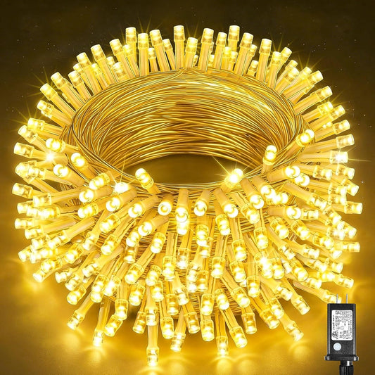300 LED Christmas Lights Outdoor 100Ft String Lights Connectable Twinkle Fairy Lights Plug in Clear Wire for Diwali outside Indoor Bedroom Wedding Garden Tree Decorations, Warm White