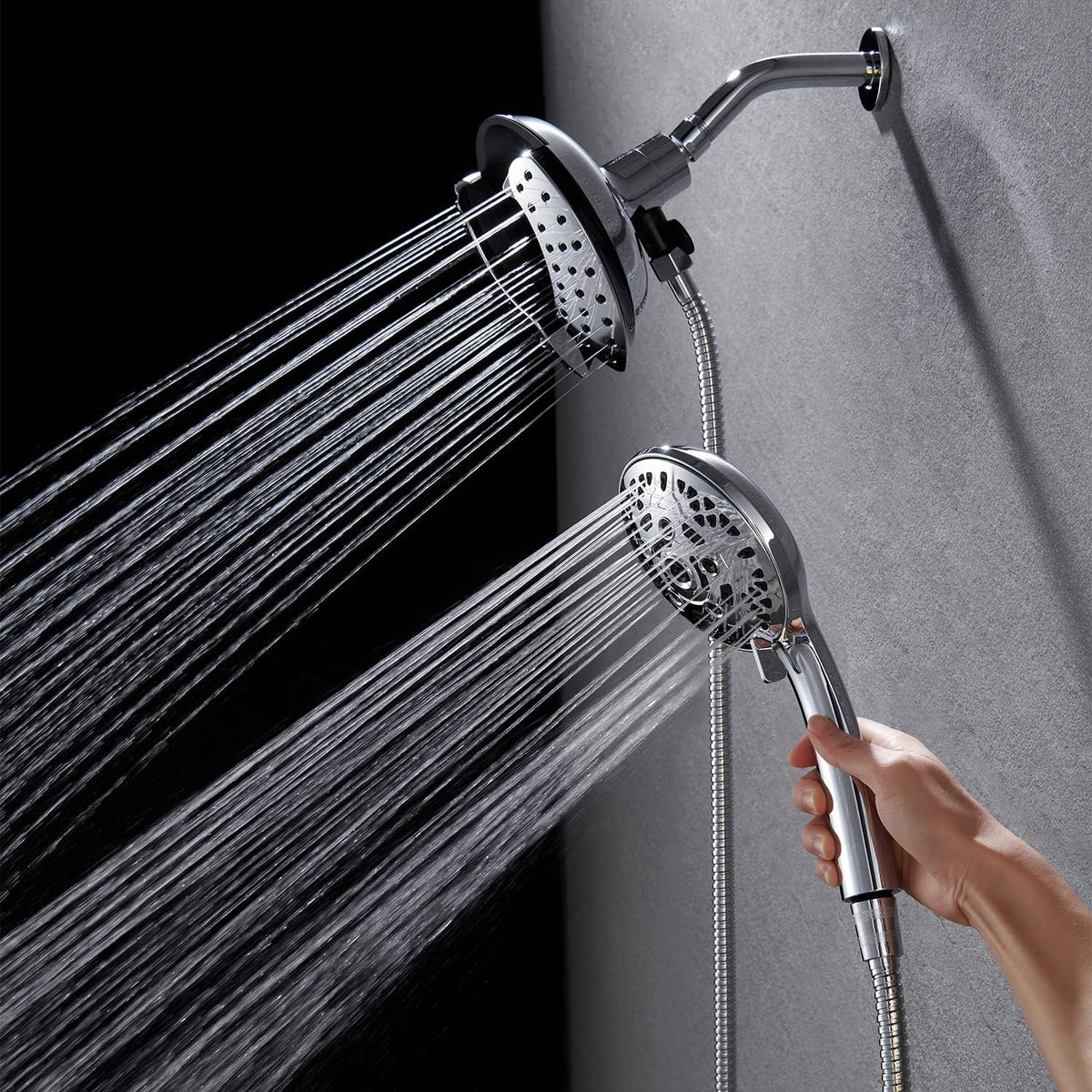 INAVAMZ 2 in 1 Shower Head with Handheld Combo High Pressure Silver 2.5 GPM
