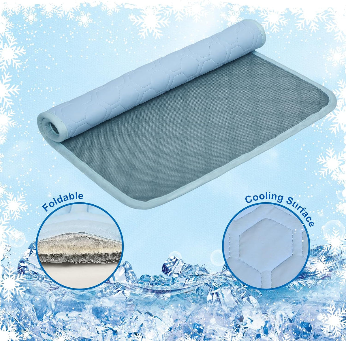 Dog Cooling Mat Ice Silk Washable Non-Slip Pet Summer Pad