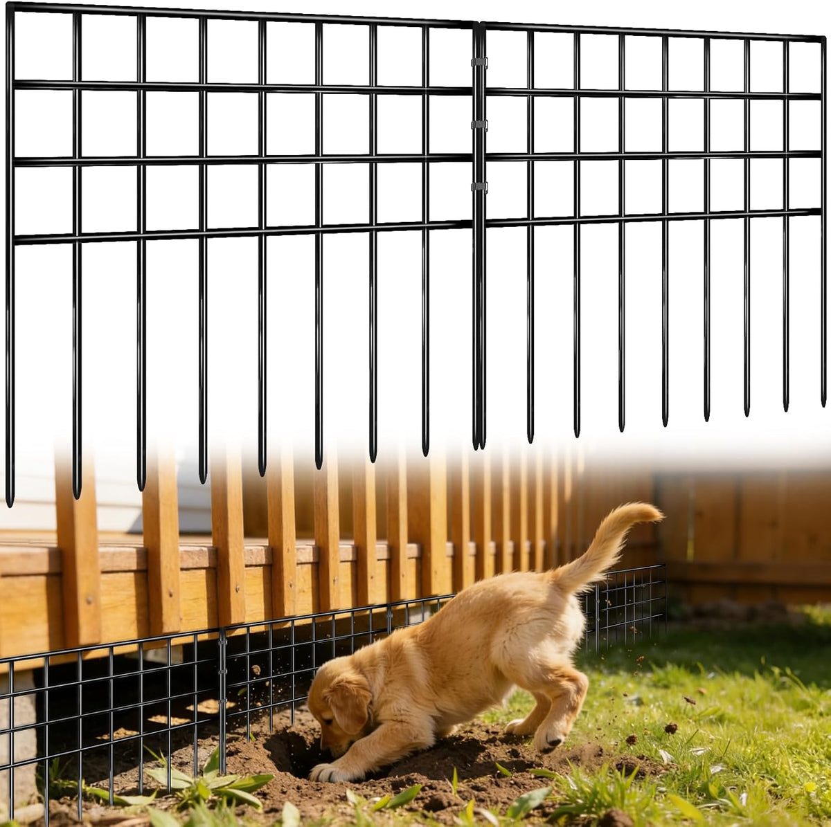 42.5Ft(L) X 13In(H) Garden Fence Animal Barrier, 30 Panels No Dig Fence Panels for Dog Rabbit, Rustproof Metal Dig Defence Fencing Bottom Barrier, anti Digging Garden Edging Border for Outdoor, Yard