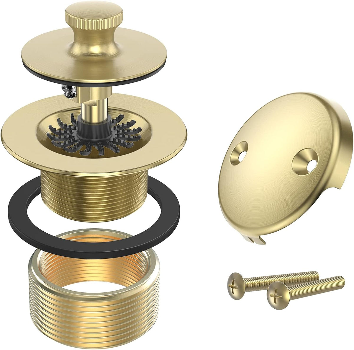 Citymoor Brushed Gold Bathtub Drain Kit and Overflow Faceplate, Tub Drains