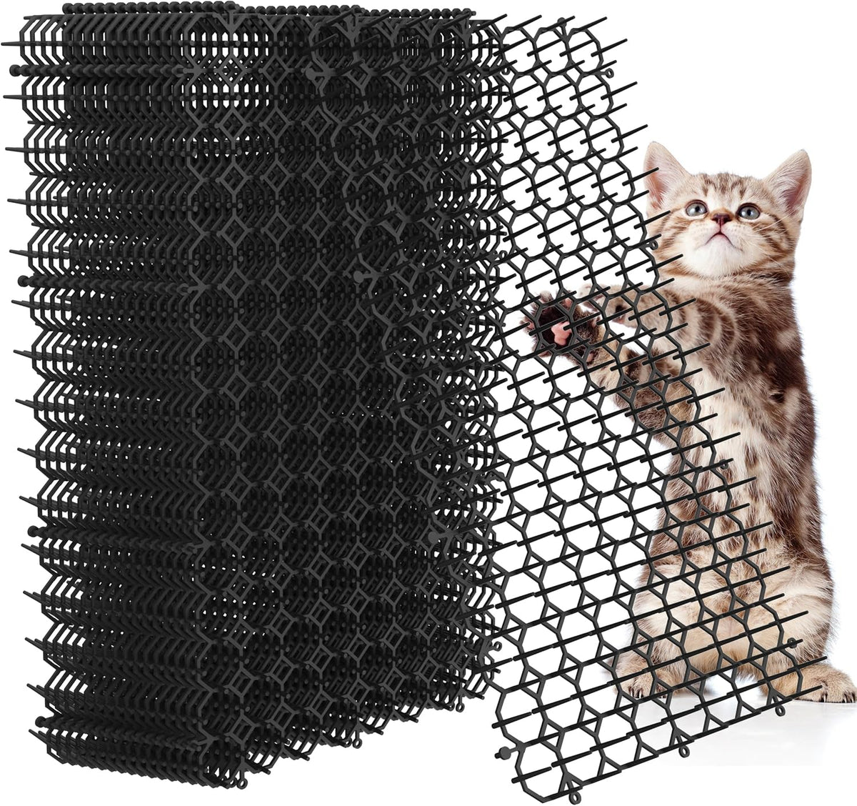 Hmyomina 16 X 8 Inch Scat Mat for Cats, 10 Pack Cat Scat Mat with Spikes - Deterrent Mat for Cats and Dogs - Cat Deterrent Outdoor & Indoor