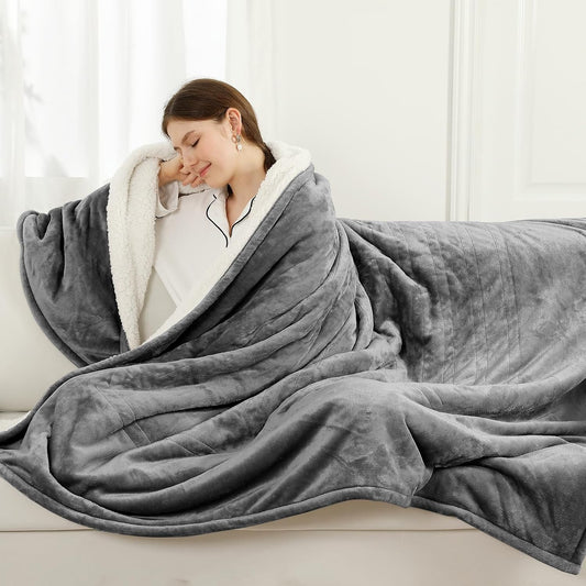 Heated Throw Blanket 50" X 70", Electric Throw Blanket, Gray