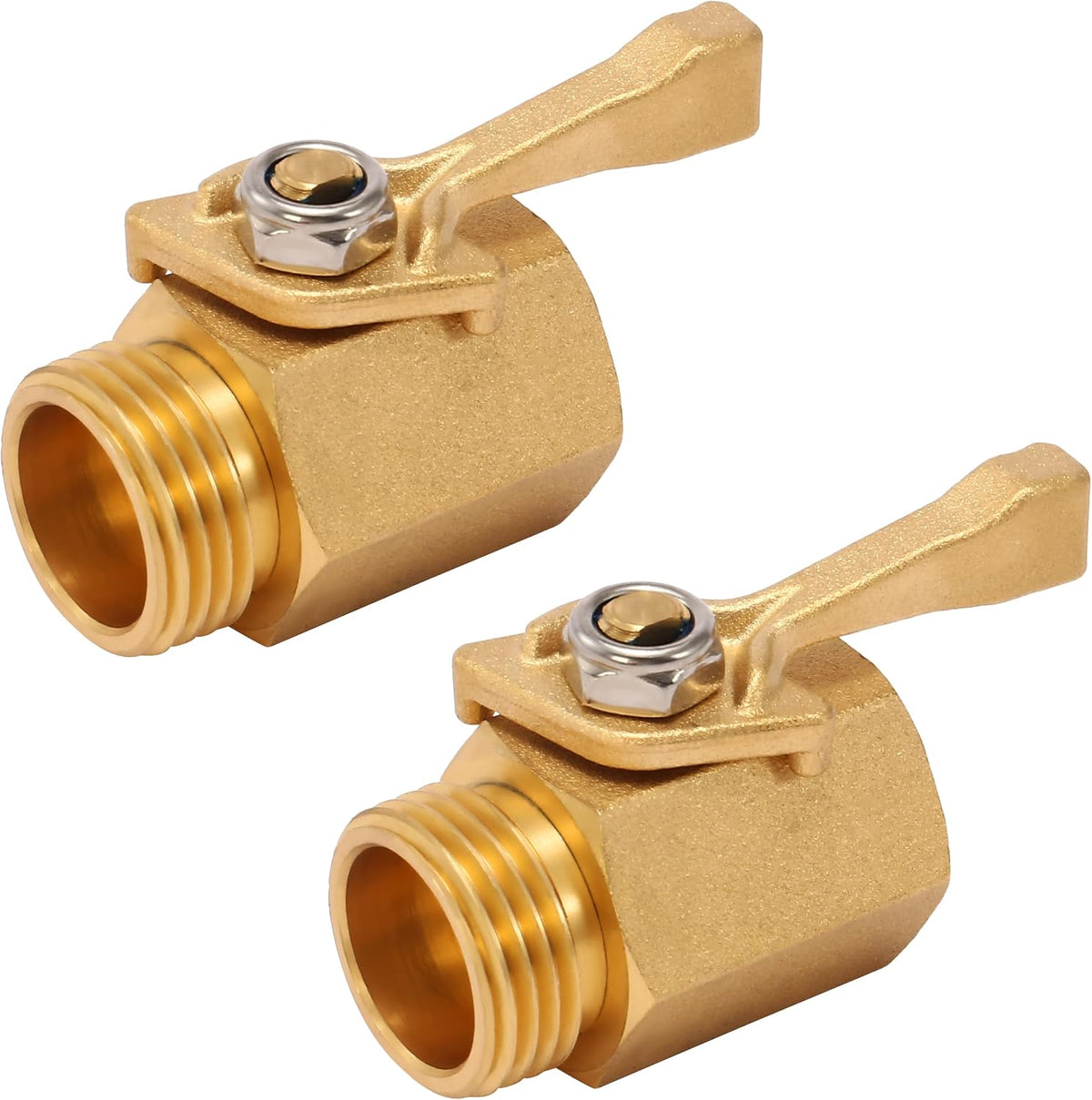 M MINGLE Heavy Duty Brass Garden Hose Shut off Valve, 3/4 Inch, 2-Pack