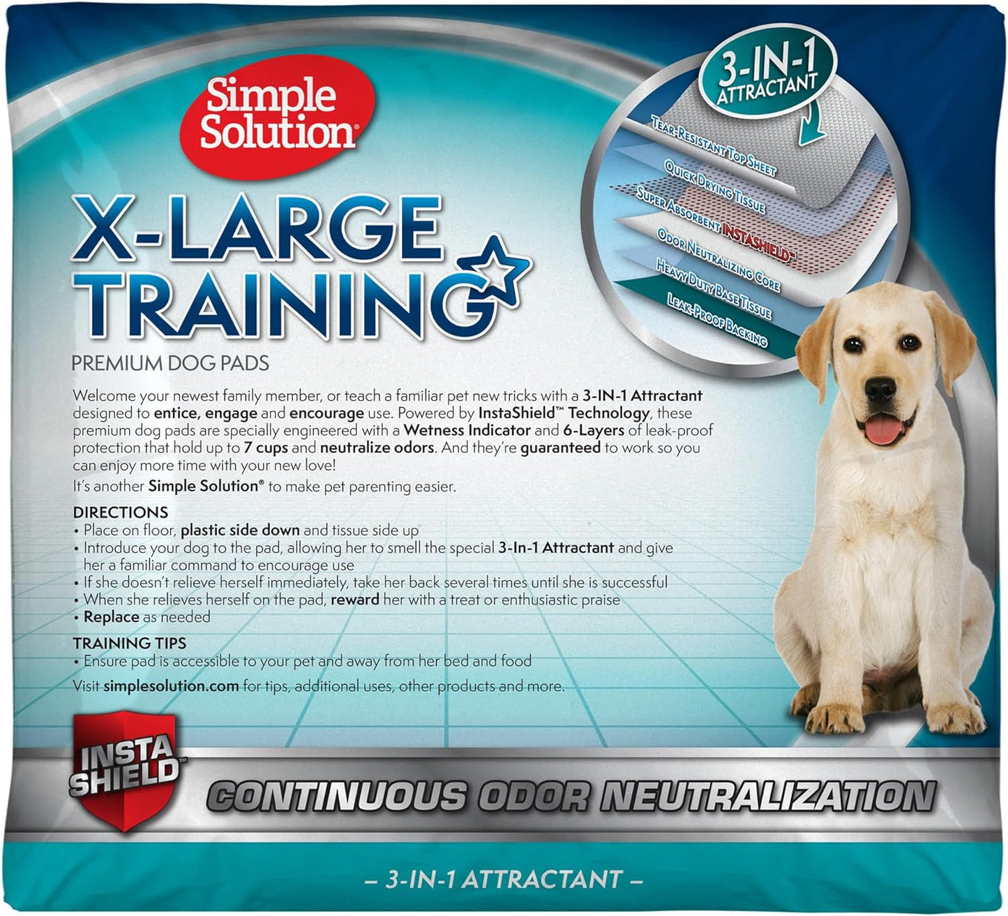 Simple Solution Extra Large Pee Pads for Dogs, Puppy Potty Training, Leak Proof Dog Pads, Pet Pee Pad, Disposable Puppy Pad, XLARGE 28"X30" | Dog Training Pads, Puppy Potty Training, Housebreaking, Disposable Pee Pads, Floor Protection, Indoor Potty, Puppy Essentials