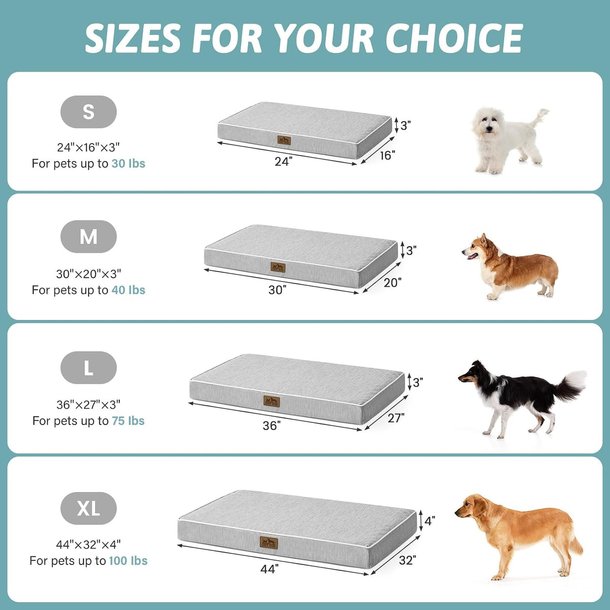 COZY KISS Cooling Orthopedic Dog Bed, Q-Max>0.5, Waterproof Lining, 36X27In