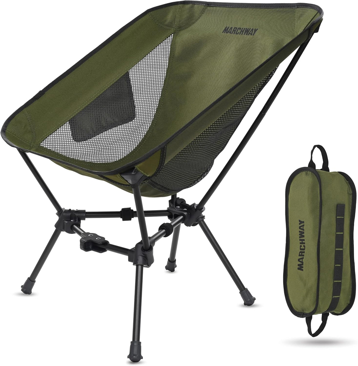 MARCHWAY Lightweight Folding Camping Chair, Compact Stable, Holds 330 Lbs