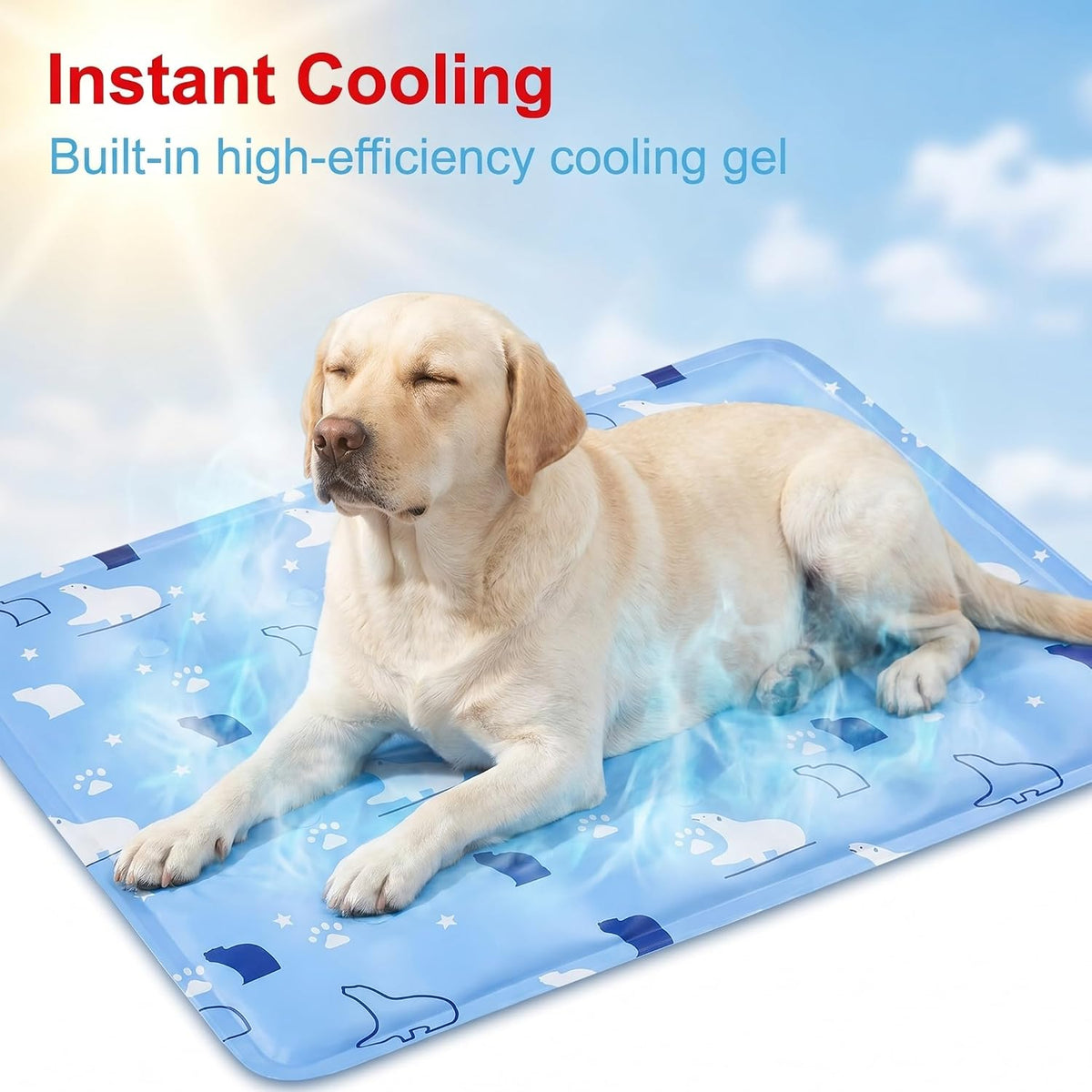 Dog Cooling Mat, Pet Gel Self Cooling Pad for Dogs and Cats, Waterproof Non-Toxic Taffeta Fabric Summer Cooling Bed for Small Medium Large Pets (L)
