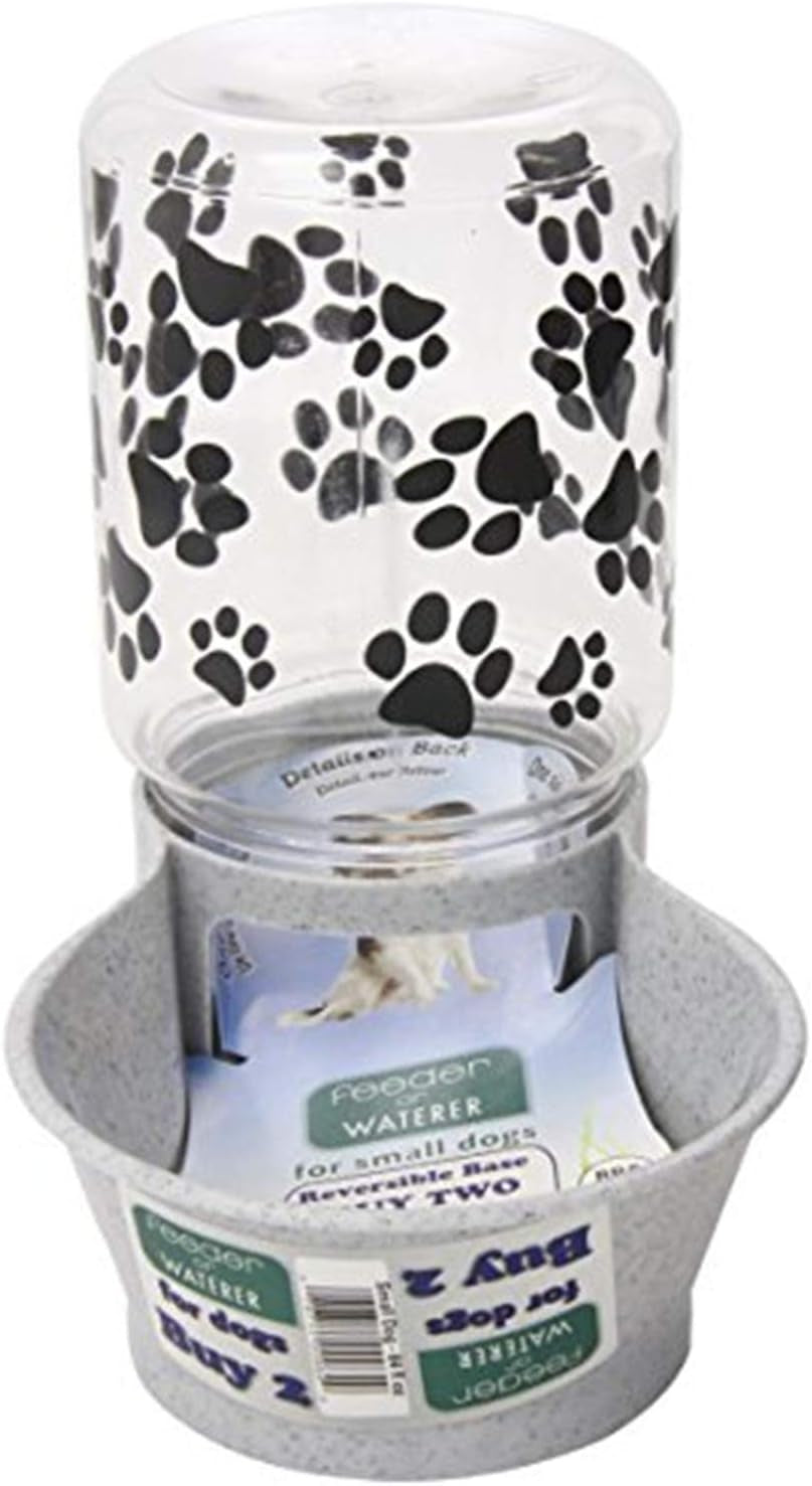 Lixit® Reversible Water or Dry Food Feeders for Dogs and Cats - Made in USA (Gray, 2 Quart)