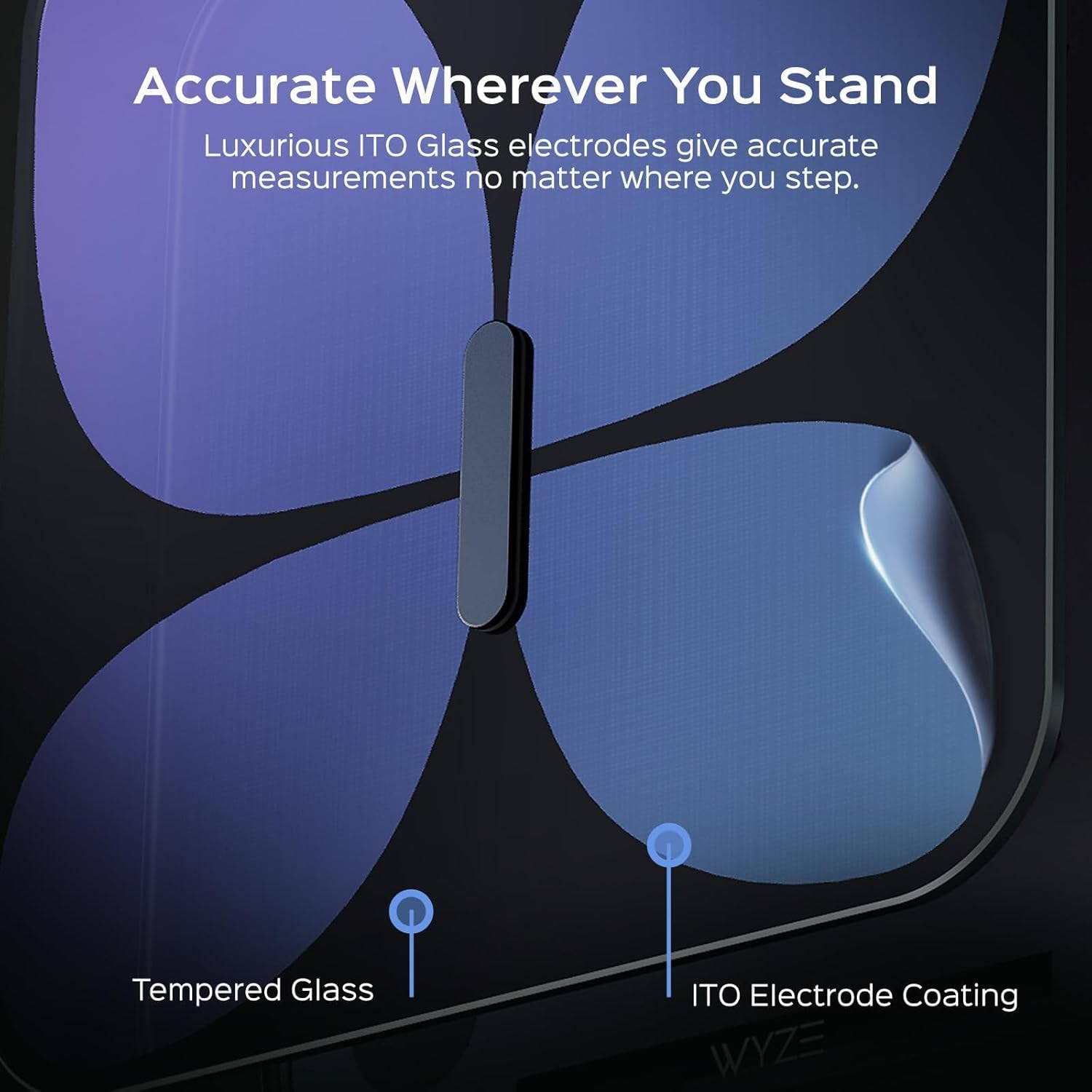 Wyze Smart Scale X Butterfly - Bathroom Scale for Body Weight, BMI, Body Fat, Muscle Mass, Accurate Bluetooth Digital Scale for Body Composition Analyzer | Sync Health Apps | ITO Glass, 400 Lbs, Black