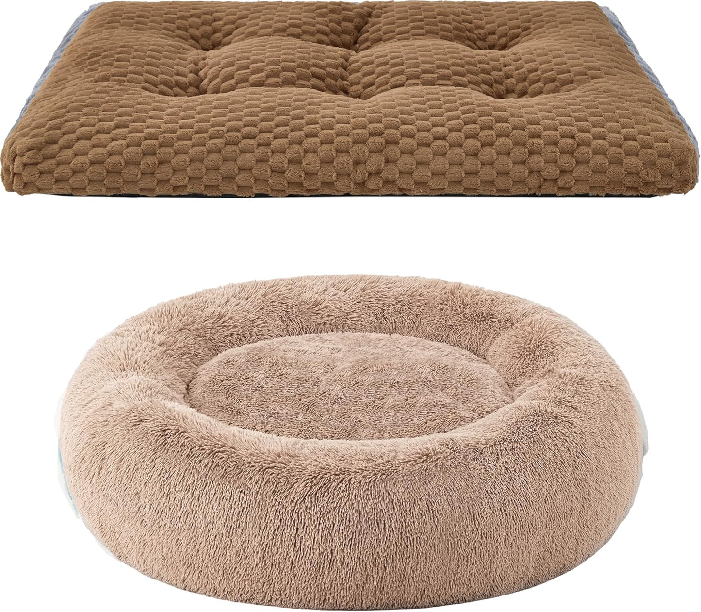 Bedsure Calming Dog Bed for Medium Dogs, Donut Pet Bed | Washable Dog Bed for Crate, Soft Fluffy Bubble Fleece Pet Bed