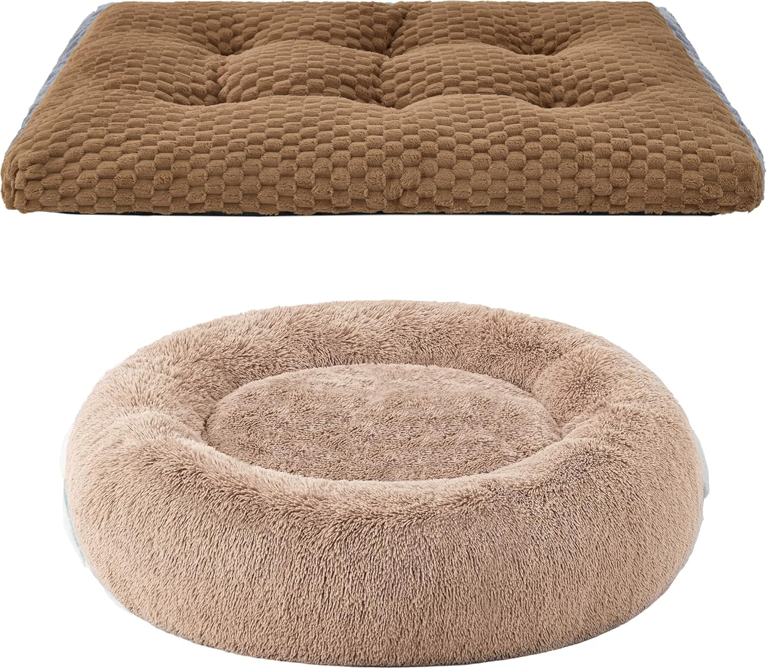 Bedsure Calming Dog Bed for Medium Dogs, Donut Pet Bed | Washable Dog Bed for Crate, Soft Fluffy Bubble Fleece Pet Bed
