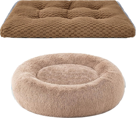 Bedsure Calming Dog Bed for Medium Dogs, Donut Pet Bed | Washable Dog Bed for Crate, Soft Fluffy Bubble Fleece Pet Bed