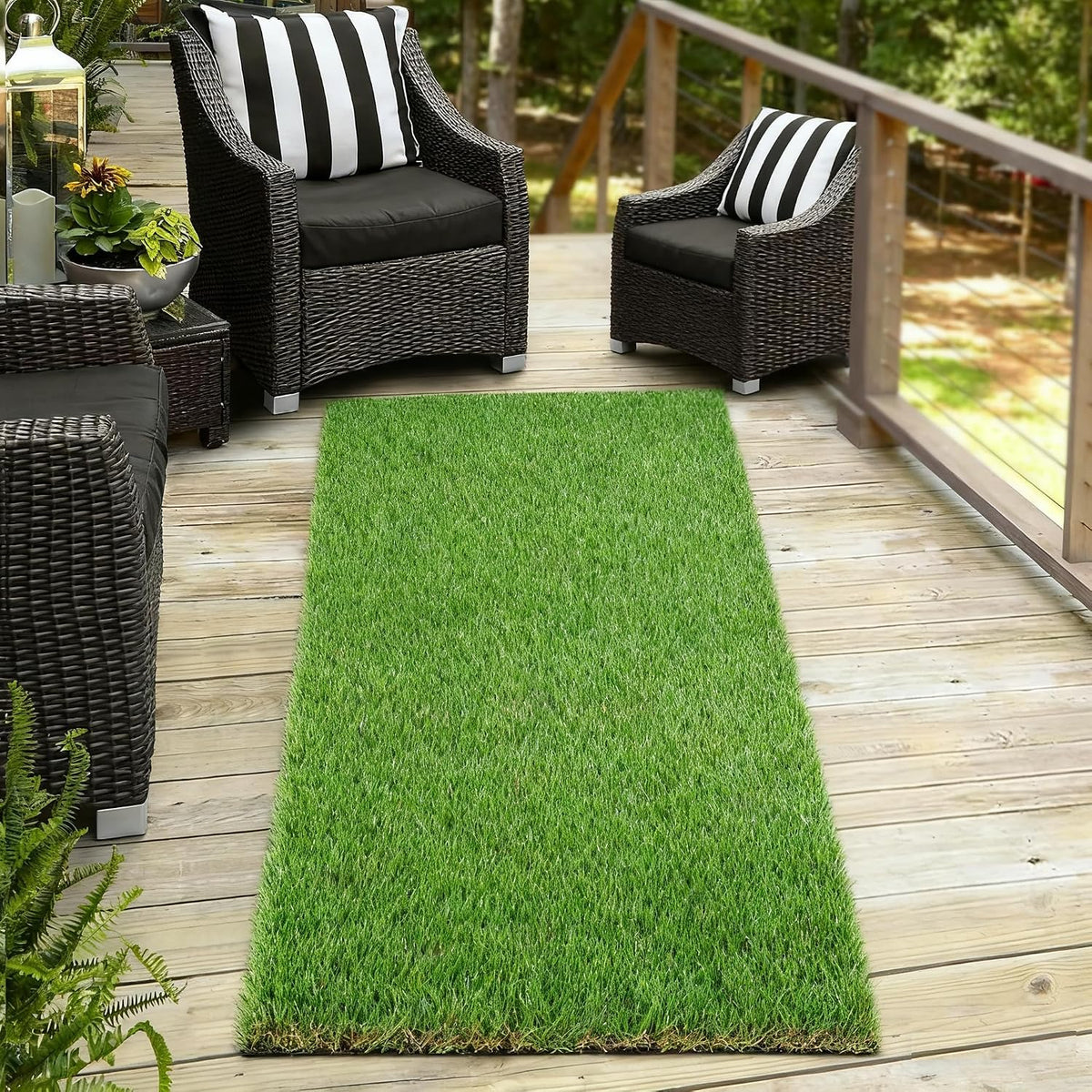 XLX TURF Artificial Grass Runner Rug - 3FT X 15FT Thick & Realistic Outdoor Fake Grass Carpet for Balcony Patio - Pets Friendly Turf Grass for Dogs Potty with Drainage, 1.38" Pile Height