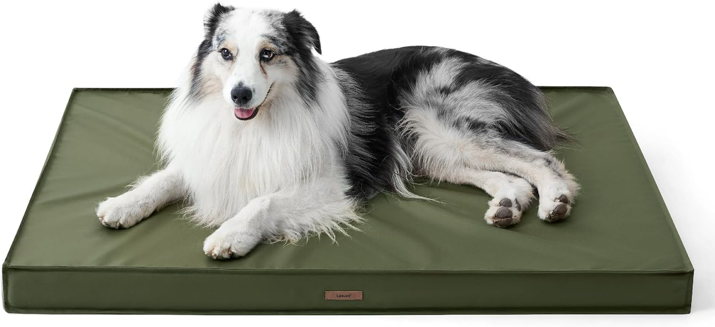 Outdoor Waterproof Dog Beds Large Sized Dog, Orthopedic Egg Crate Foam Pet Bed with Oxford Fabric Surface and Removable Washable Cover, Pet Mat 36''X27'', Green