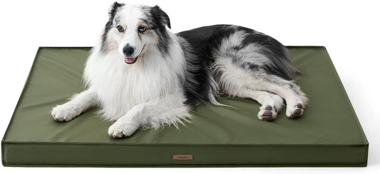 Outdoor Waterproof Dog Beds Large Sized Dog, Orthopedic Egg Crate Foam Pet Bed with Oxford Fabric Surface and Removable Washable Cover, Pet Mat 36''X27'', Green