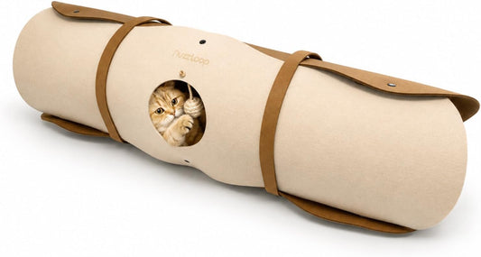 Cat Tunnel, Felt Cat Tunnels for Indoor Cats with Peek Window & Dangling Ball, Interactive Cat Toy Tunnel for Playing, Hiding & Resting, Easy to Assemble, Clean & Store