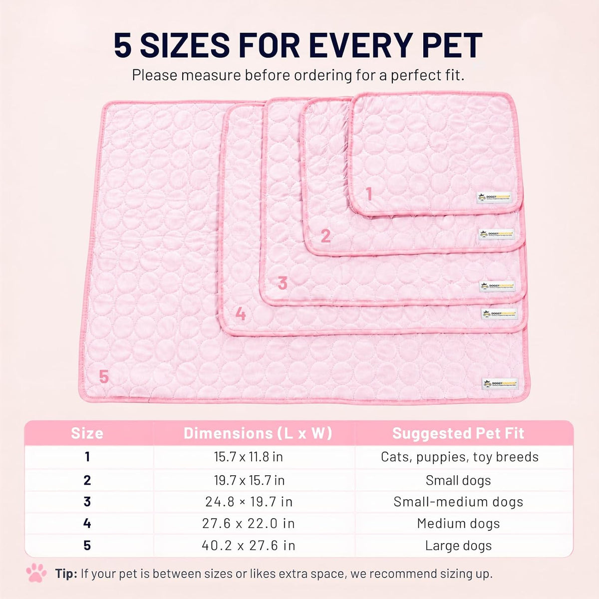 Doggykingdom Cooling Mat for Dogs – Ice Silk Self-Cooling Pet Pad for Dogs & Cats, Breathable Washable Cooling Pad for Crate, Kennel, Car & Floor, Summer Sleeping Mat, No Water Needed, Pink, Medium