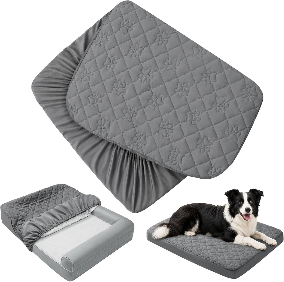 PAWFINITY XL Waterproof Dog Bed Cover Replacement, Fitted Sheet Washable