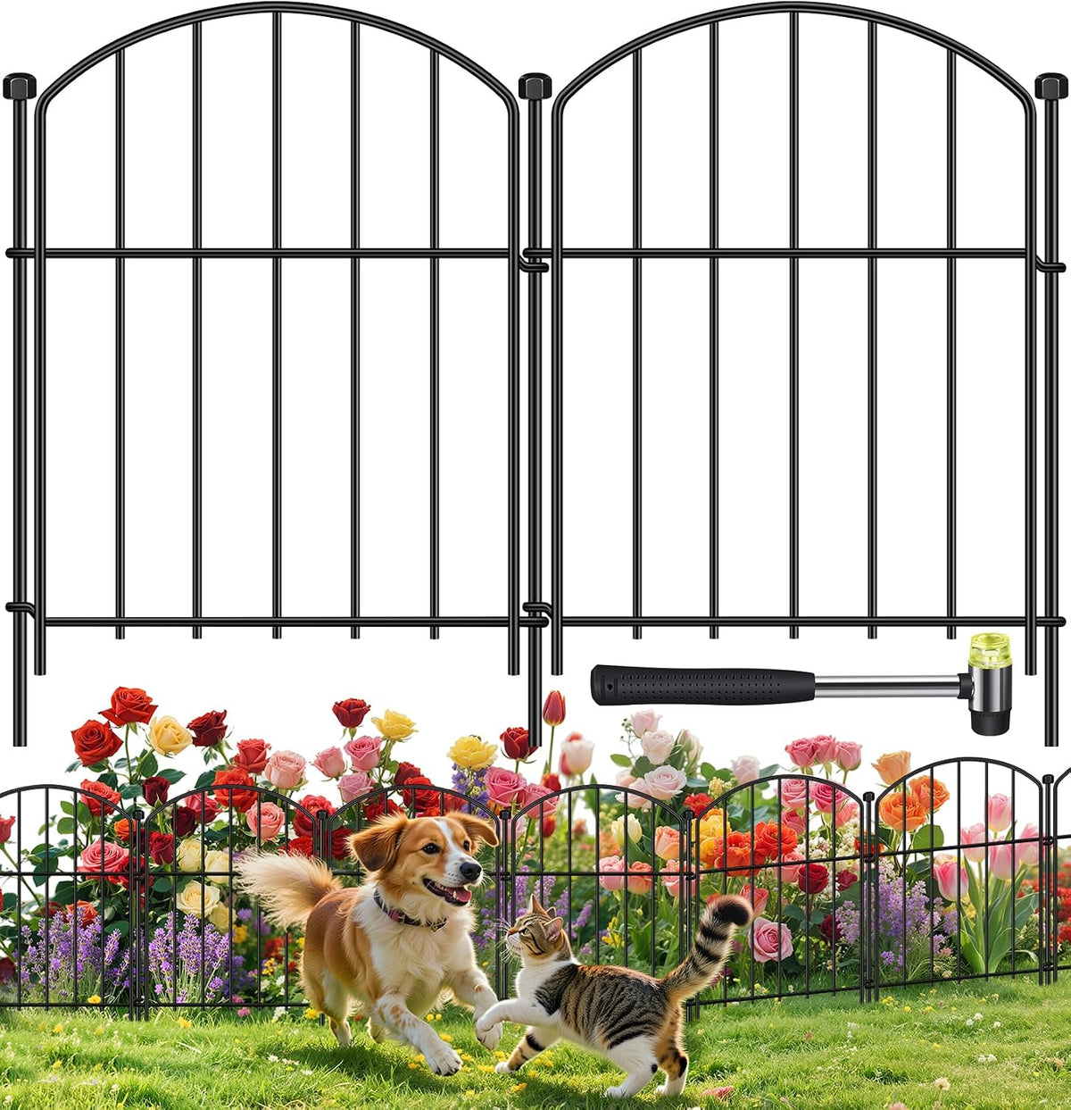 Decorative Garden Fence, 10-Pack No Dig Animal Barrier for Yard Edging