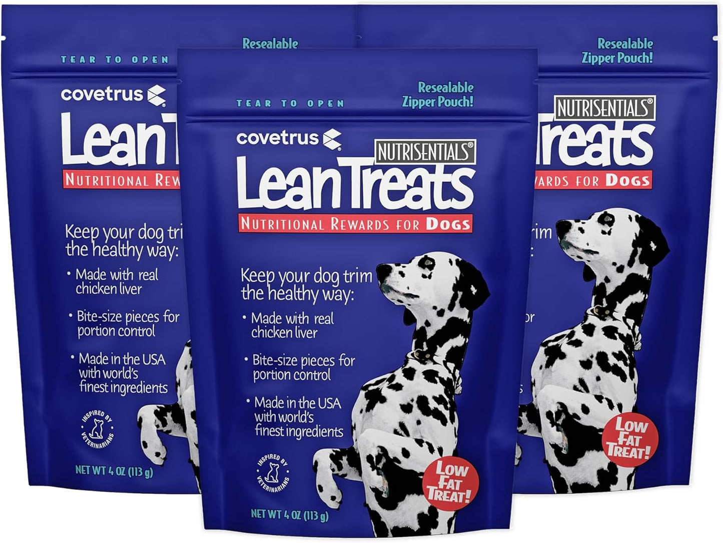 Covetrus Nutrisential Lean Treats for Dogs - Small, Medium & Large Dogs (K9) - Nutritional Low Fat, Bite-Size - Soft Chicken Flavor - Chicken Flavor - 3 Pack - 4Oz