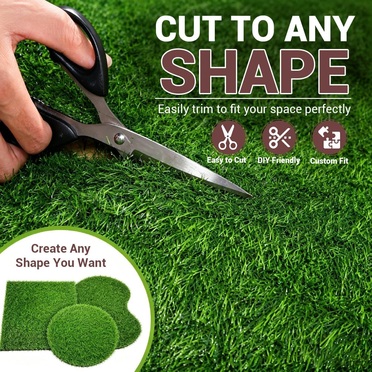 Artificial Grass 4X6 Ft, Fake Grass Turf with Non-Slip TPR Rubber Backing, Indoor Outdoor Grass Mat for Balcony, Patio, Pets, Portable Low Maintenance Lawn Carpet