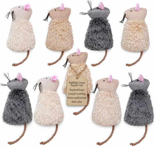 Ipetboom Refillable Catnip Toys for Cats - 9 Pack Interactive Cat Chew Toys