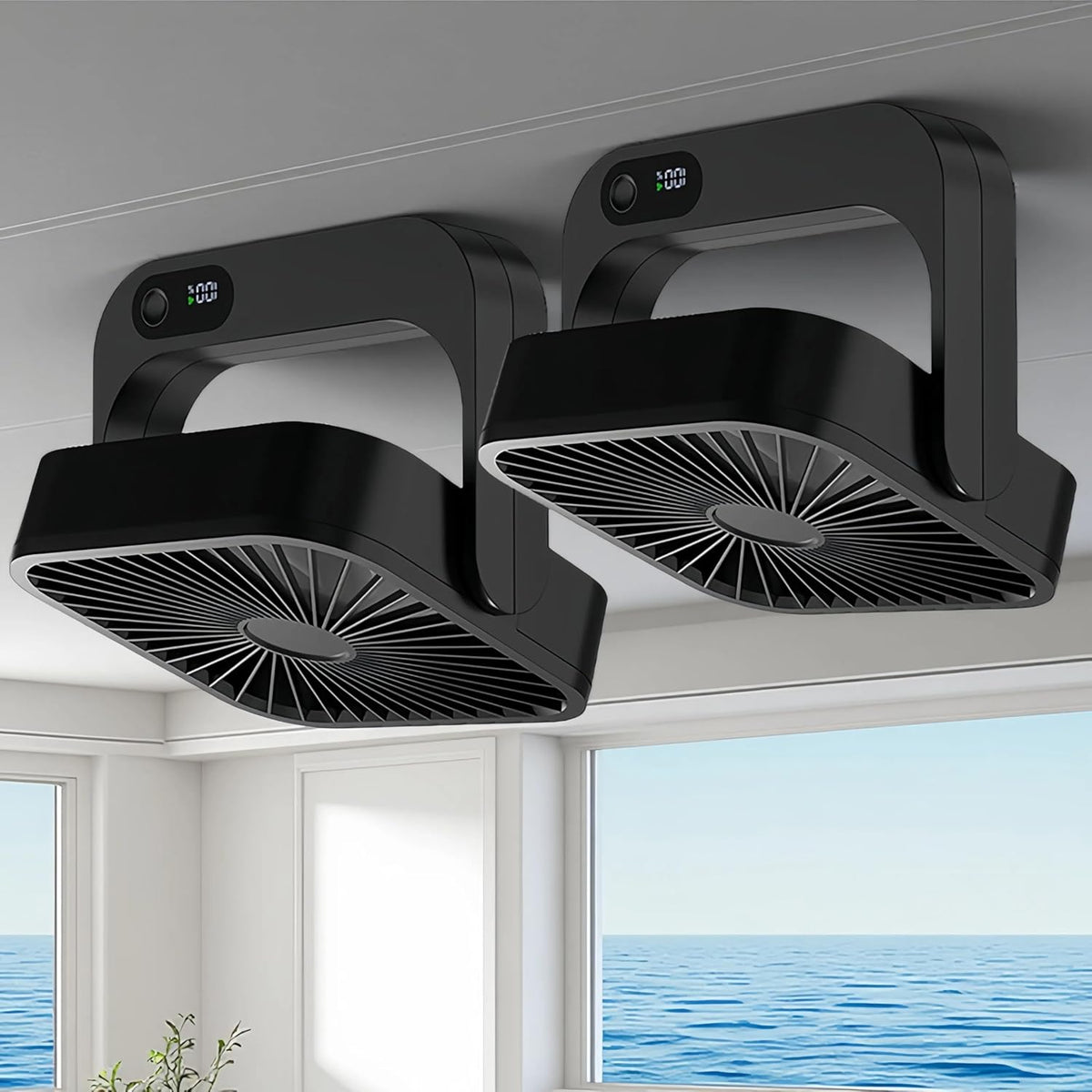 2-Pack Magnetic Cruise Ship Approved Fan, 5000Mah Battery Operated Portable Fan with 5 Speeds, Magnetically Sticks on Cabin Ceilings and Walls, Cruise Essentials 2026 - Black
