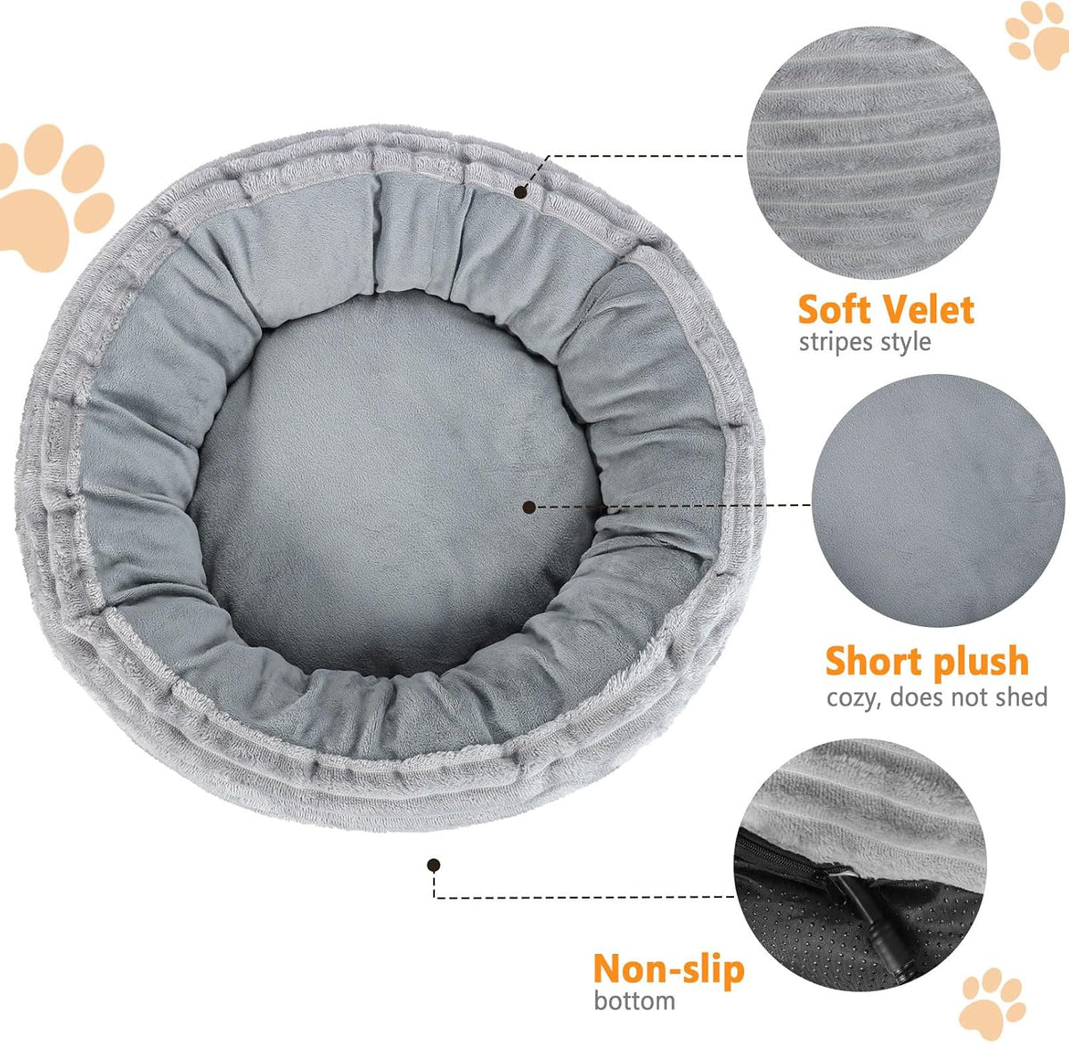 Heated Cat Bed for Indoor Cats, 20’’ Electric Cat Heated Bed Pet Warming Bed for Cats and Small Dogs, Washable Calming round Donut Pet Bed with Heating Pad, Indoor Use