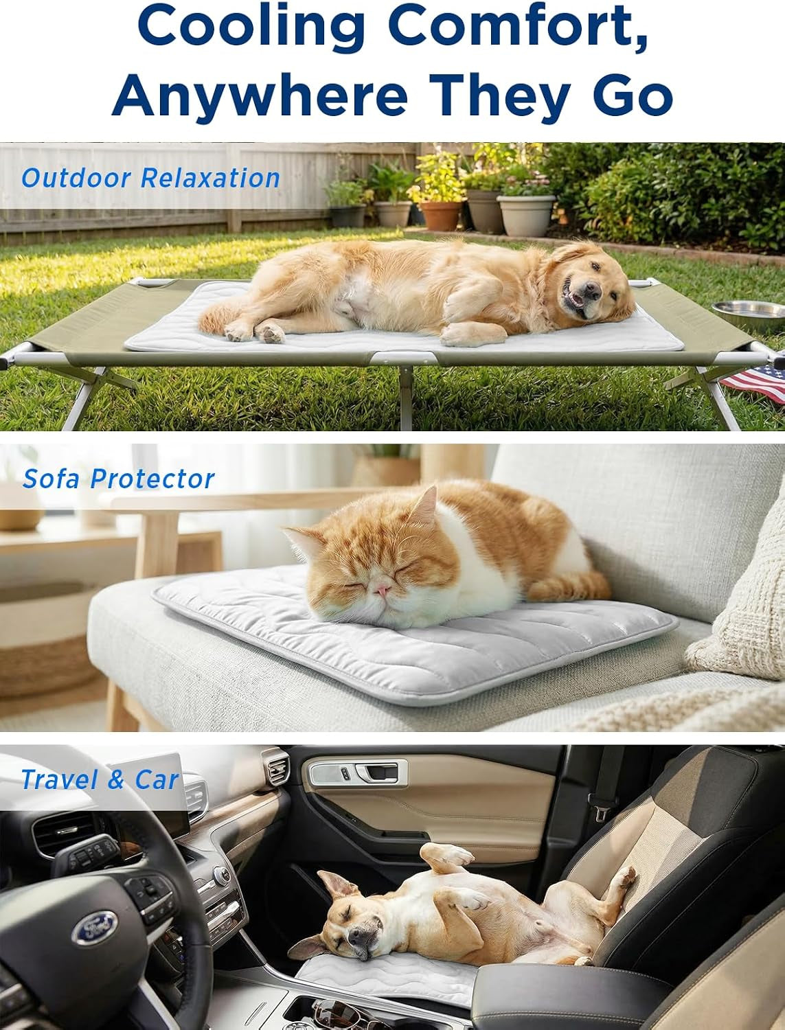 Furrybaby Dog Cooling Mat,Self Cooling Mat for Extra Large Dogs& Cats,Grey