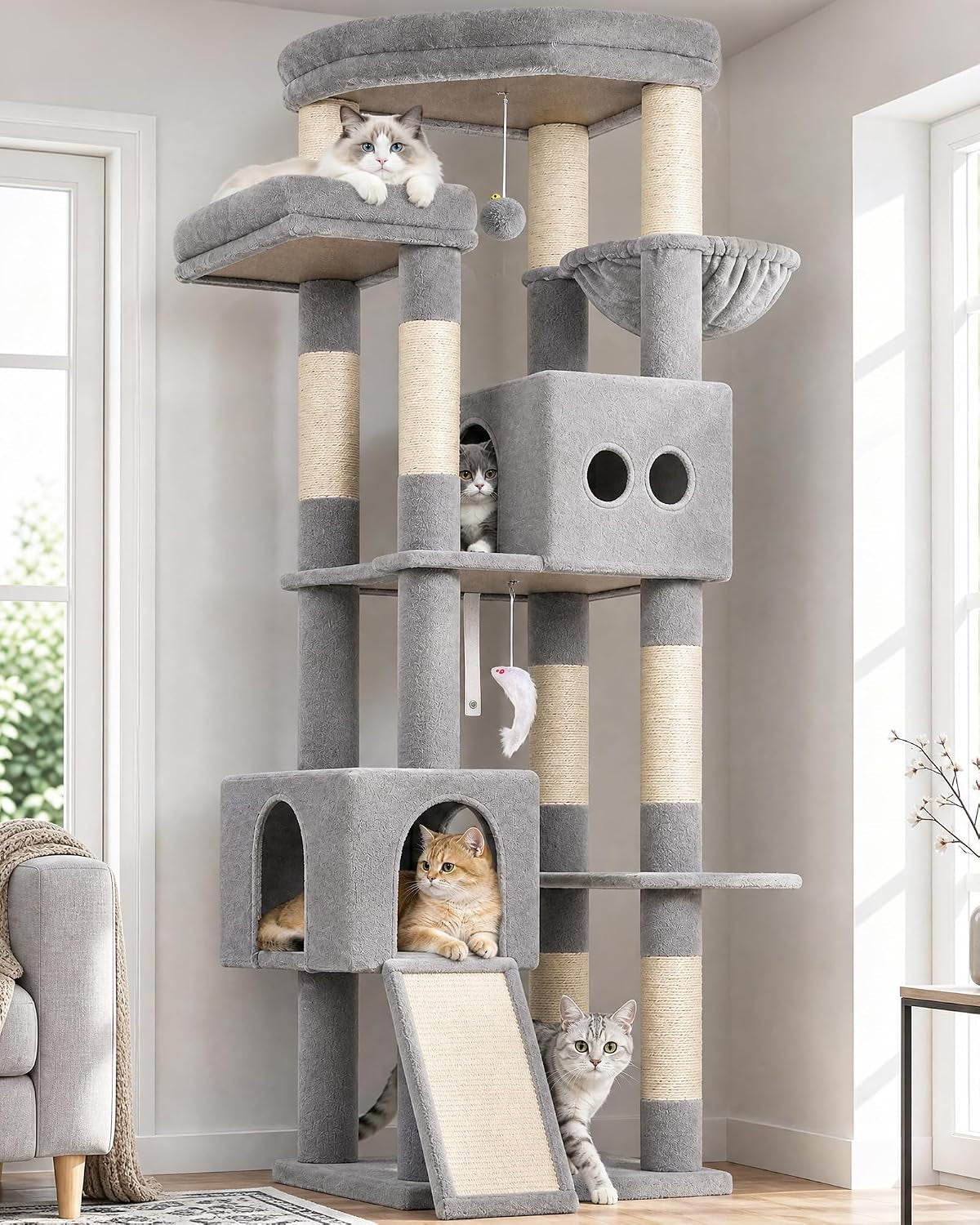 Globlazer 73In Cat Tree for Large Cats, Heavy Duty Indoor Cat Tower, F73B