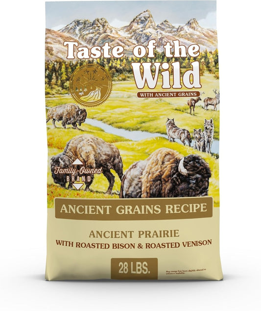 Taste of the Wild Ancient Prairie All Life Stages High Protein Recipe with Roasted Bison, Roasted Venison & Ancient Grains Dry Dog Food 28Lb