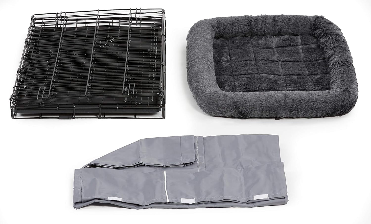 Midwest Homes for Pets Double Door 30-Inch Dog Crate Kit, Bundle Includes a Two-Door Cage, Matching Gray Bed and Crate Cover, for Medium-Sized Breeds