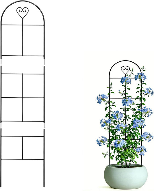 46.6" Metal Garden Trellis, 3-Section Plant Trellis for Climbing Plants Indoor & Outdoor, Plant Support for Large Pots, Grow Bags & Raised Beds, Roses, Tomato Plants & Vines, 1 Pack, Black