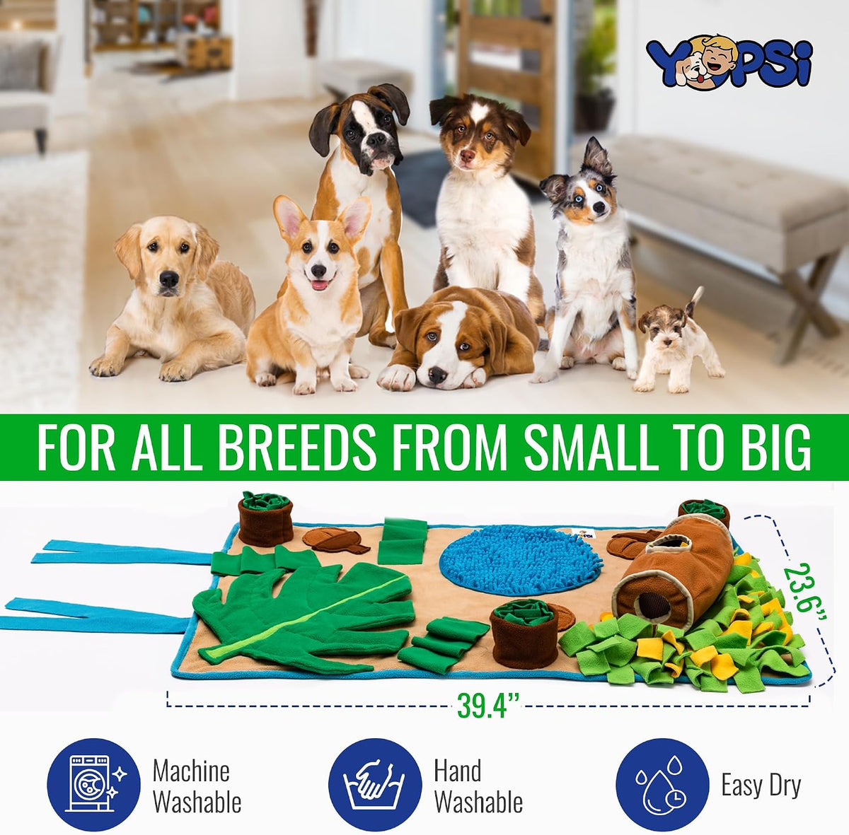Snuffle Mat for Dogs Large Breed 39.4''X23.6''- Interactive Dog Toys for Boredom - Sniff Mat - Mental Stimulation - Enrichment Toys