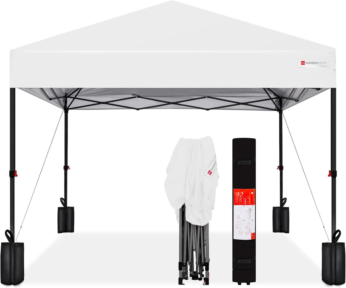 Best Choice Products 10X10 Pop up Canopy Tent, EZ Setup, White
