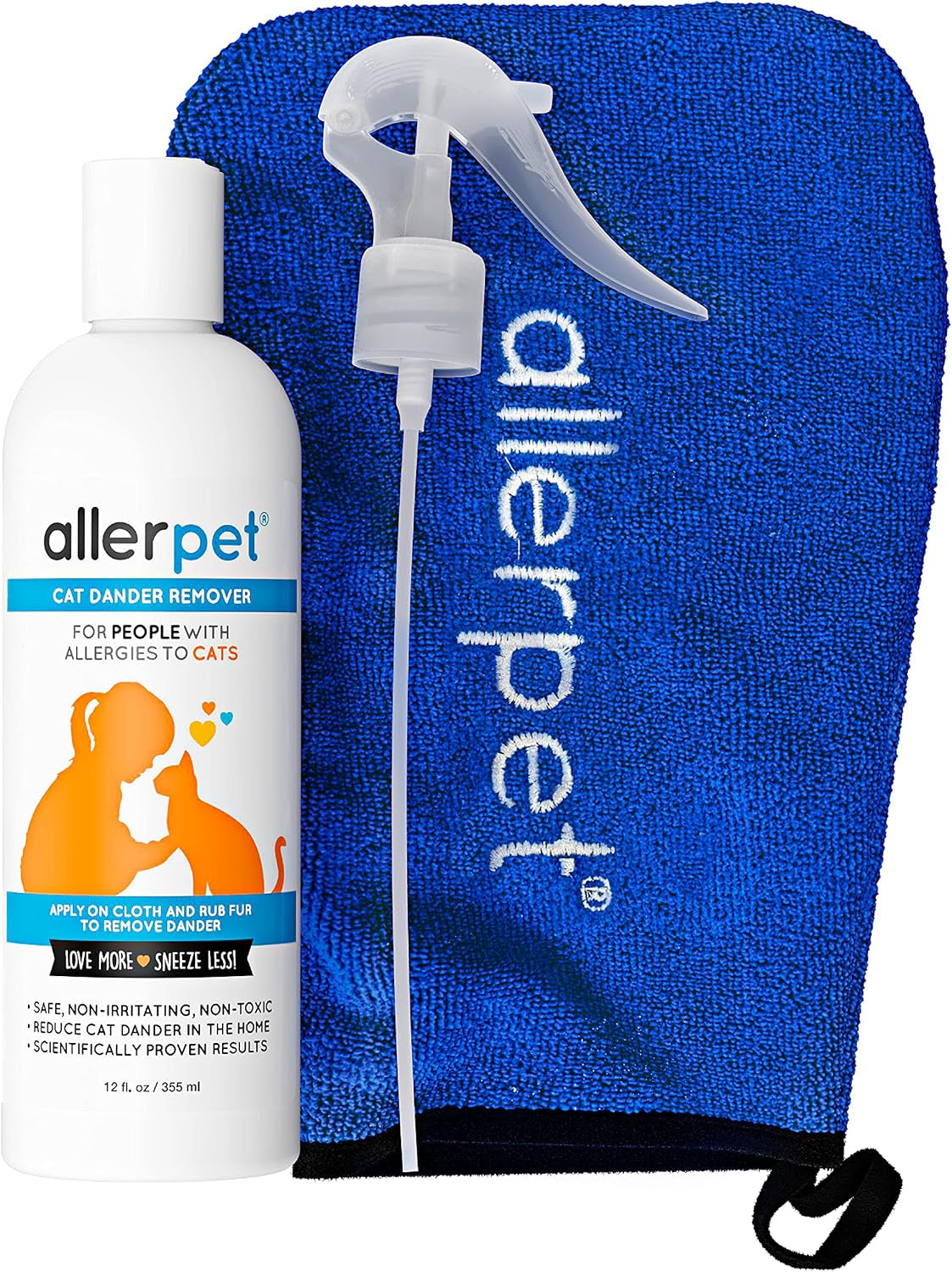 Allerpet Cat Dander Remover, Aloe-Free Pet Allergy Relief Made in USA 12 Oz