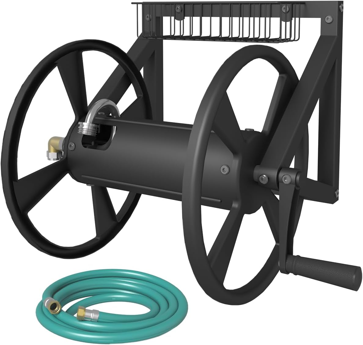Artigarden Triangle Wall Mounted Garden Hose Reel Outdoor Hose Holder Black