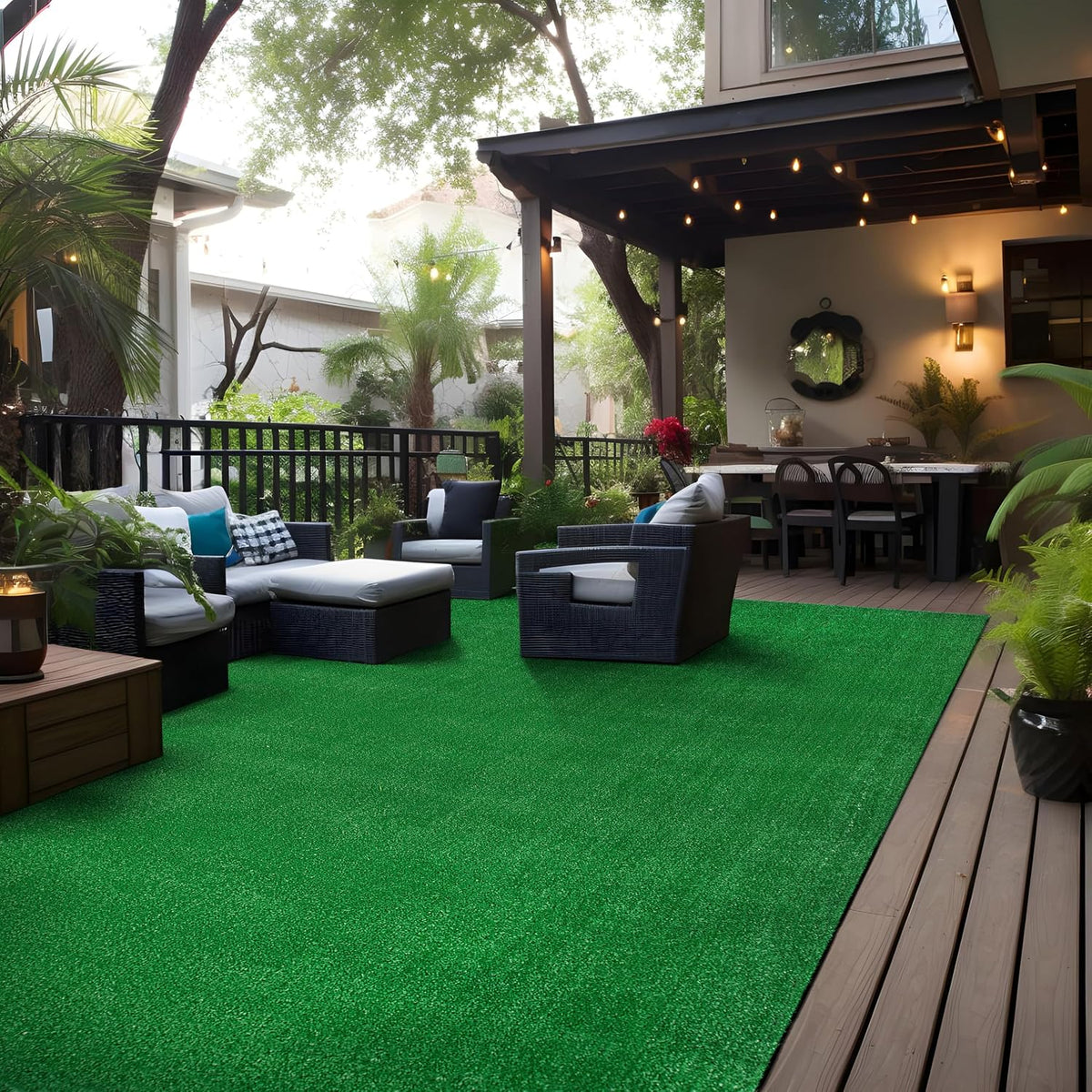 Rugshop Artificial Turf Synthetic Grass Deck Area Rug Green 6'6" X 9'
