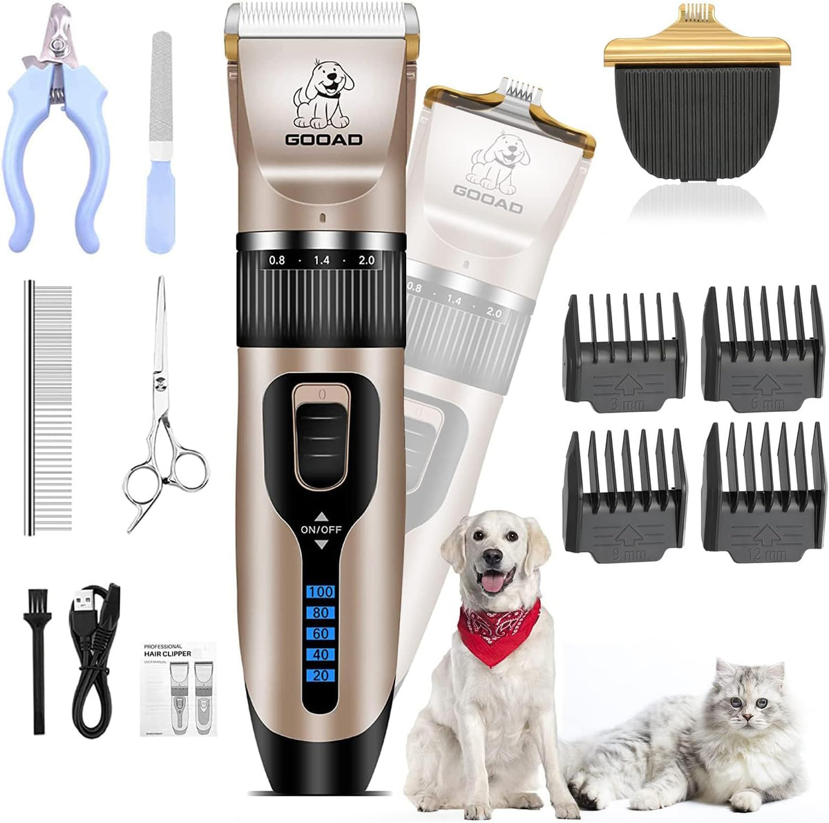 Dog Clippers for Grooming,Dog Grooming Kit for Heavy Thick Hair&Coats