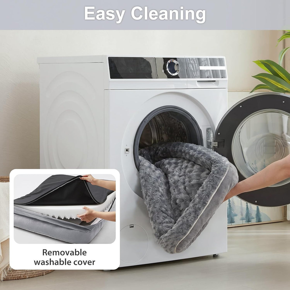 WNPETHOME Orthopedic Washable Dog Bed Large for Senior Dog Cozy Sleep