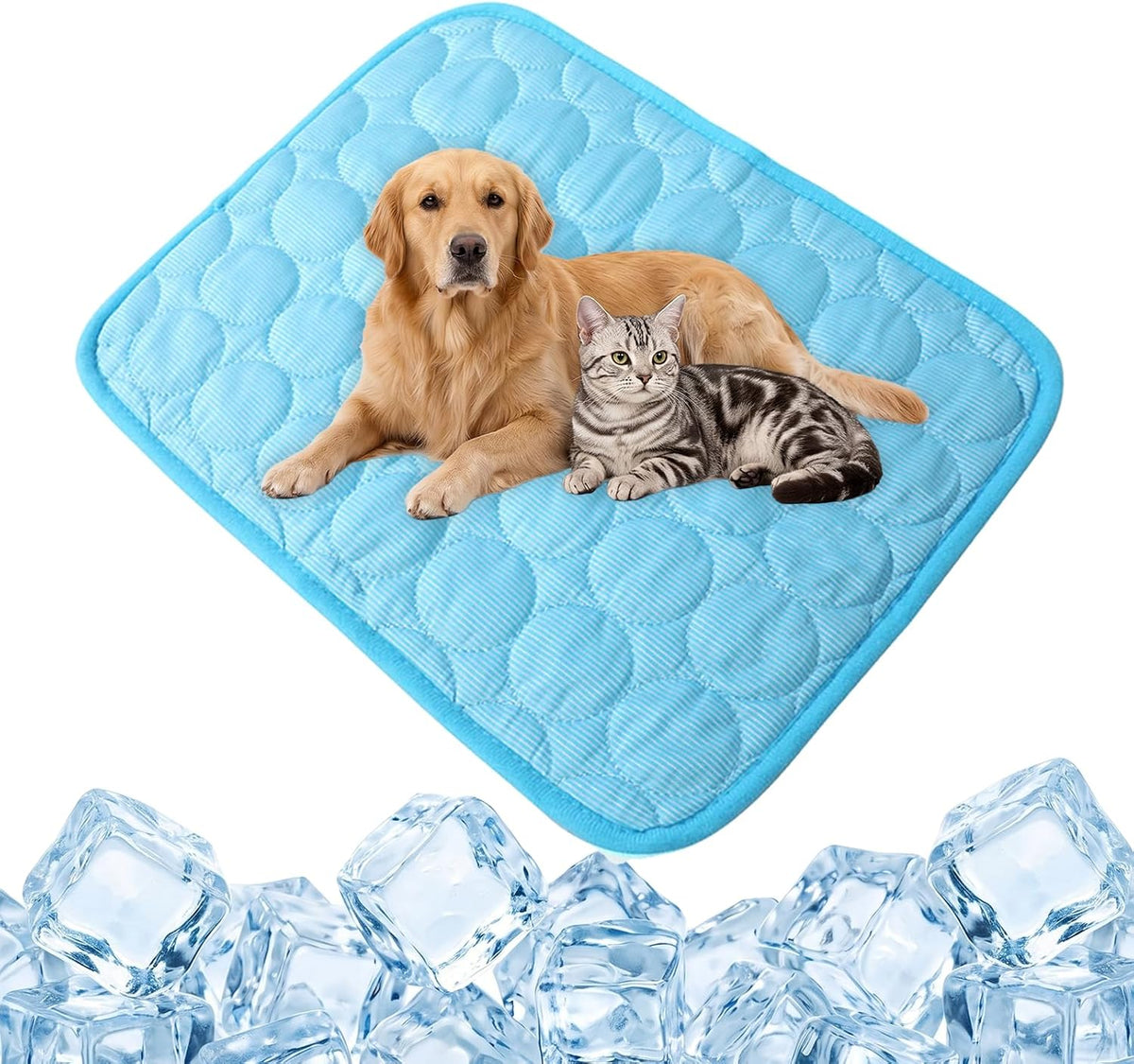 Cooling Mat for Dogs, Self-Cooling Ice Silk Dog Mat, Portable Washable Non-Slip Pet Cooling Pad for Indoor & Outdoor Summer Use, Breathable Dog Cooling Blanket for Large & Small Dogs (Blue, X-Large)