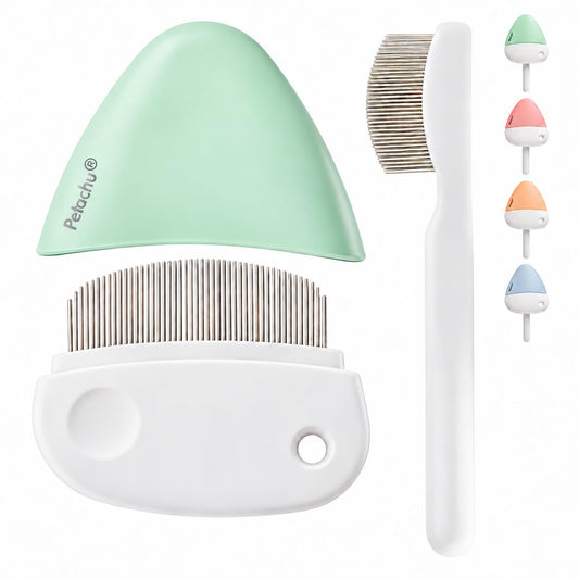 Professional Pet Eye & Facial Comb, Flea & Tear Stain Grooming 2-Piece Set