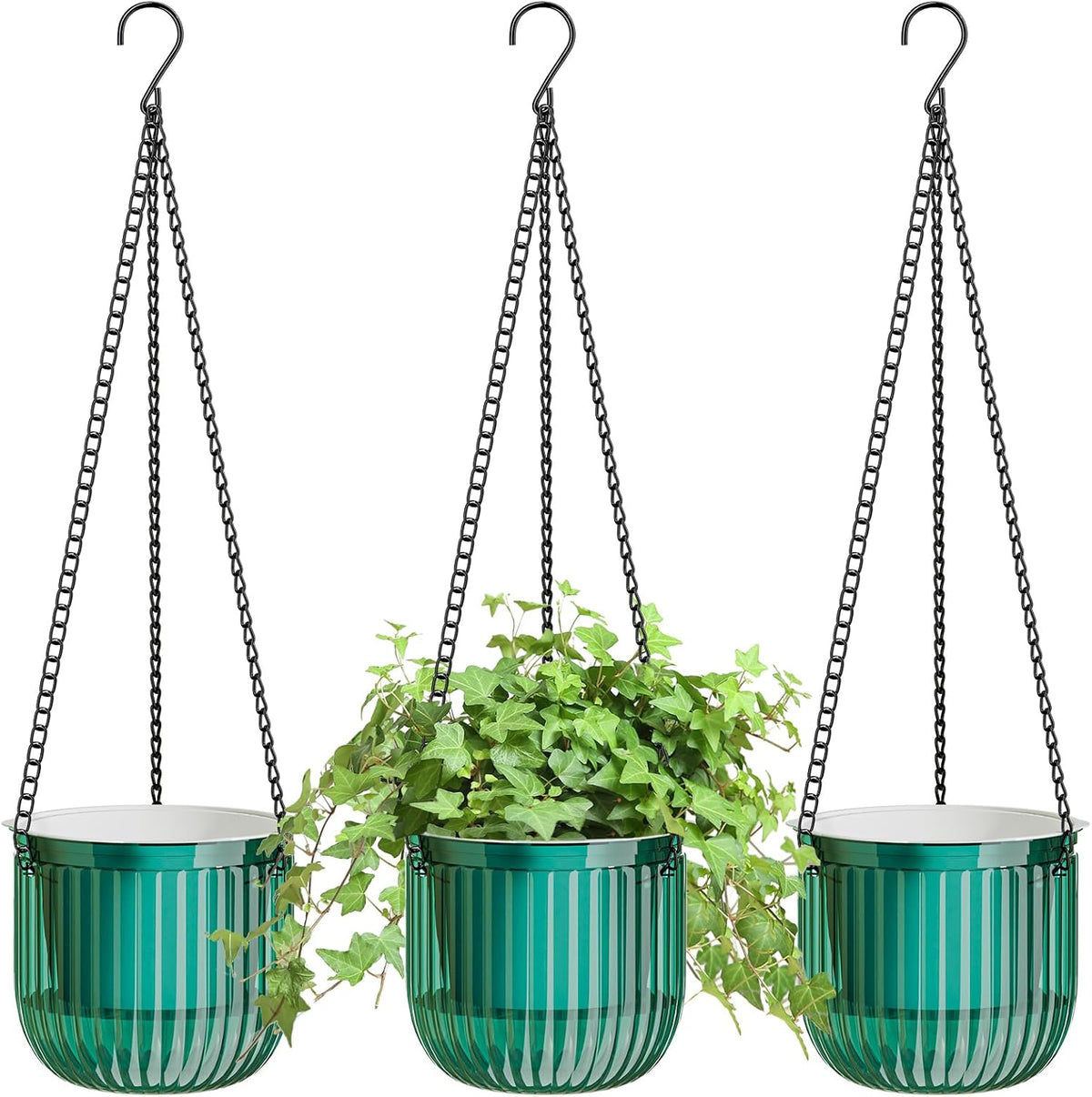 Zeedix 3 Pack 6.5 Inch Self Watering Hanging Planters for Indoor Plants