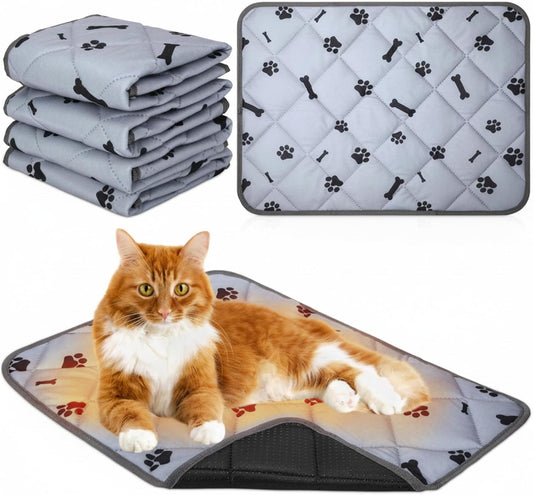 4 Pack Self Warming Cat Bed Self Heating Cat Mat 18 X 24 Inch Self Warming Dog Cat Bed Pad Heat Reflective Soft Dog Crate Pad anti Slip Thermal Pet Mat Washable for Outdoor Indoor Pets