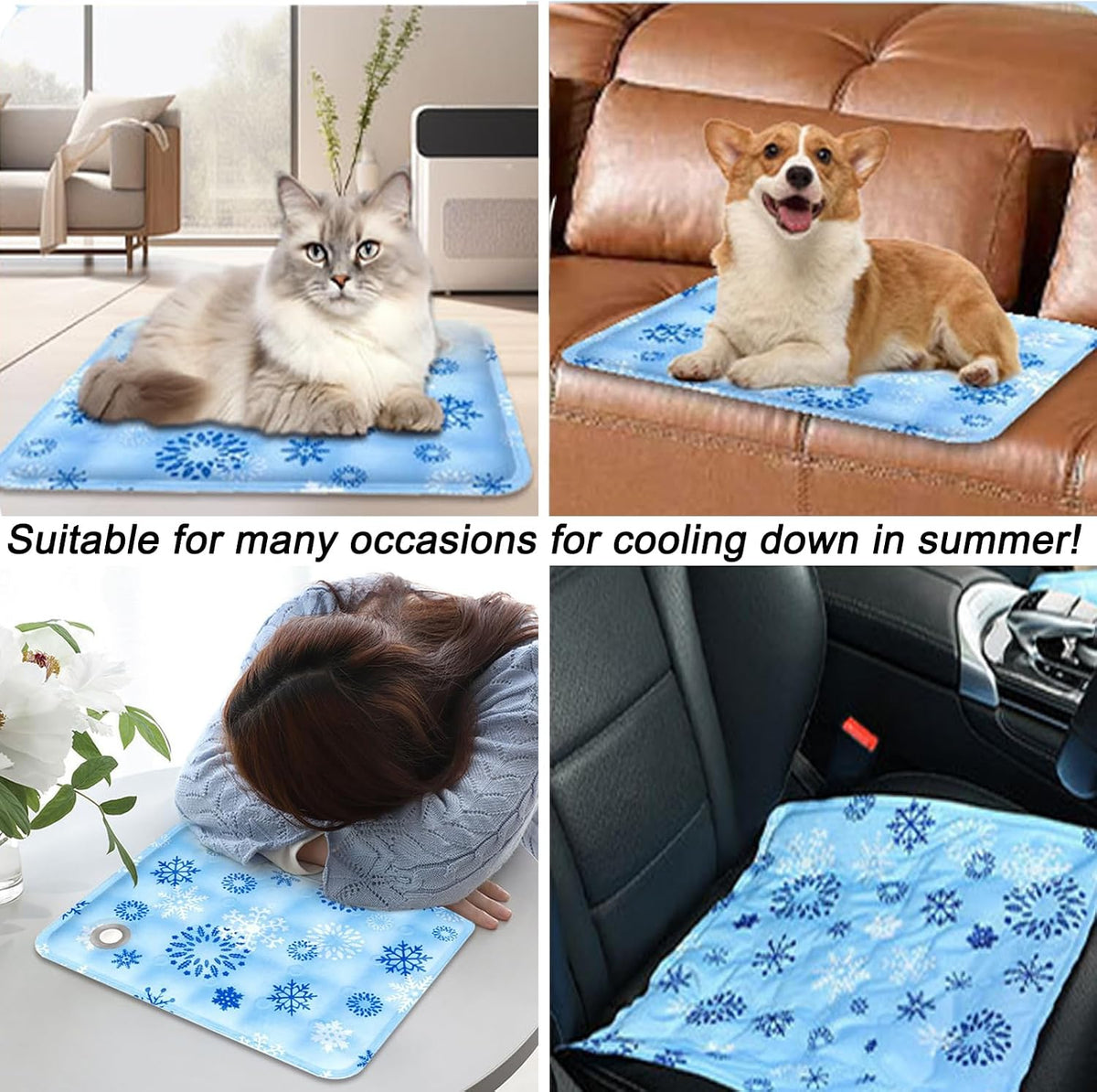 Upgraded Dog Cooling Mat 23.62” X 19.68” Pet Summer Self-Cooling Pad Easy Washable Comfortable Cooling Sleeping Bed for Dogs and Cats (L for Pets under 44Lb)