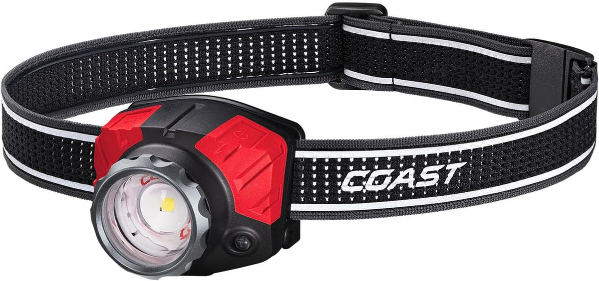 Coast® FL85R 1000 Lumen Tri-Color (White/Red/Green) Focusing Rechargeable LED Headlamp, Built-In Rechargeable Battery